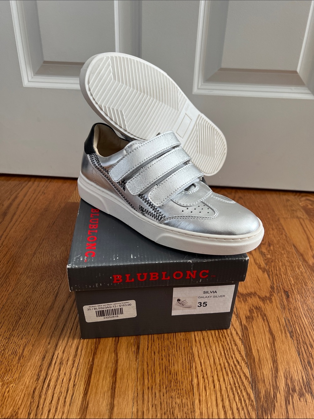 Kids Silver Triple-Strap Sneakers